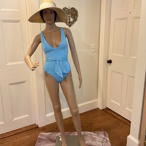BECCA Blue One Piece Swimsuit with décolleté (V-Neck)